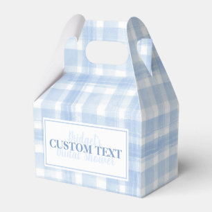 Custom Thank You Blue Gingham Watercolor Favor Boxes