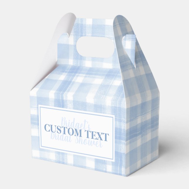 Custom Thank You Blue Gingham Watercolor  Favor Boxes (Back Side)