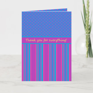 Custom Thank You Card: Magenta and Blue Patterns