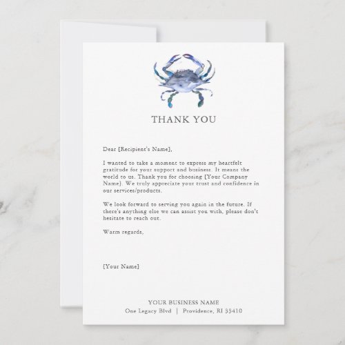 Custom Thank You Cards for Business Crab