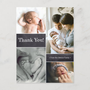 Custom Thank You Chalkboard Photo Collage Baby Postcard