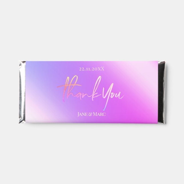 Custom Thank You Chocolate Bars Faux Foil Purple (Front)