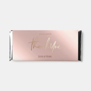 Custom Thank You Chocolate Bars Faux Foil Rosegold