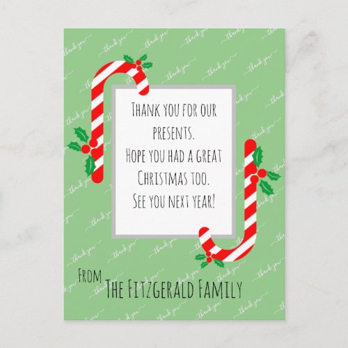 Custom Thank You Christmas Holidays Postcard