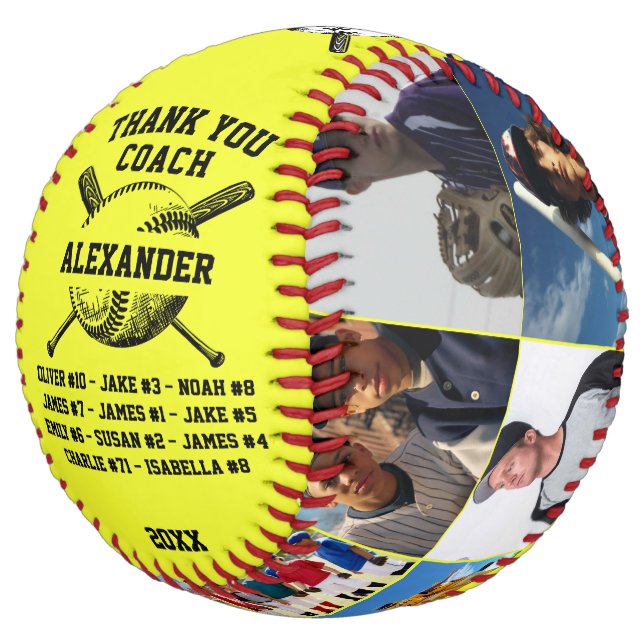 Custom Thank You Coach Photo Softball from Team (Angled)
