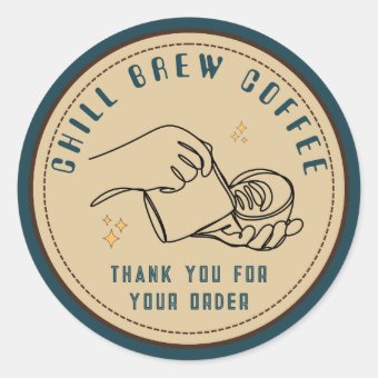 Custom Thank you Coffee Business Startup Classic Round Sticker Zazzle
