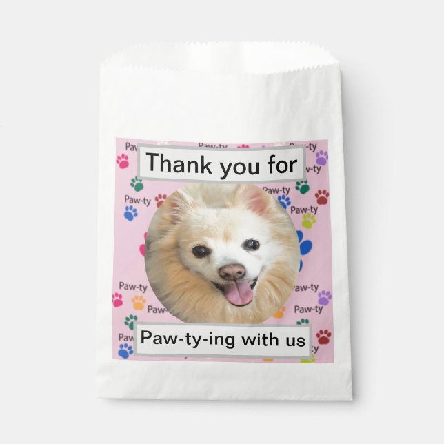 Custom Thank You for Paw-ty-ing Favor Bag (Front)