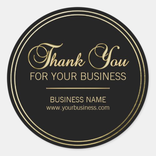 Custom Thank You For Your Business Gold Black Classic Round Sticker