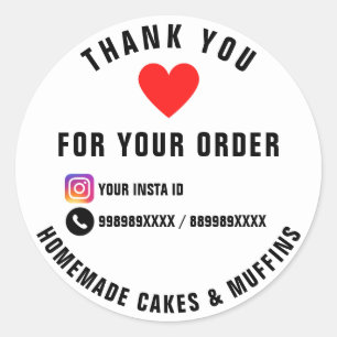 Custom Thank you for your order Bakery Business Classic Round Sticker