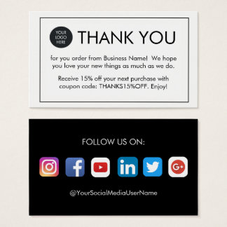 Custom Thank You For Your Order Business Cards