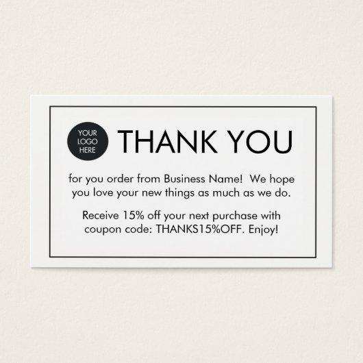 Custom Thank You For Your Order Business Cards (Front)
