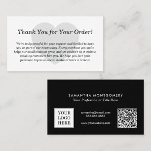 Custom Thank You for Your Order Insert Card
