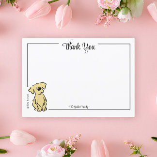 Custom Thank You Golden Retriever Puppy Note Card