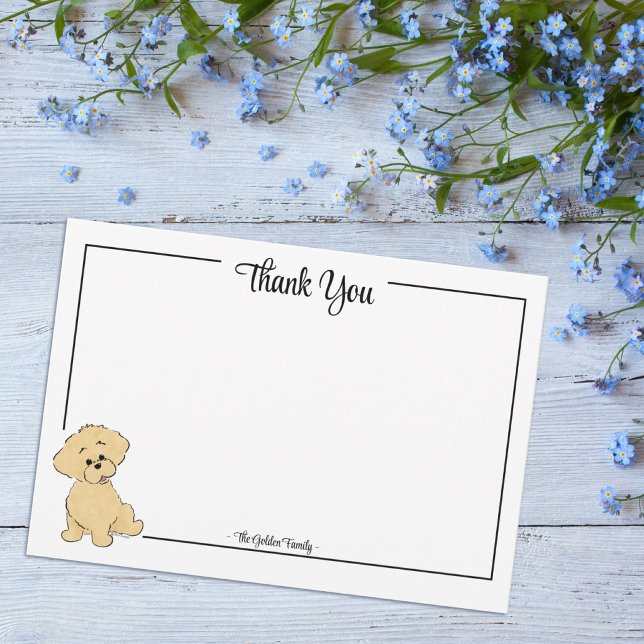 Custom Thank You Goldendoodle Puppy Note Card (Creator Uploaded)