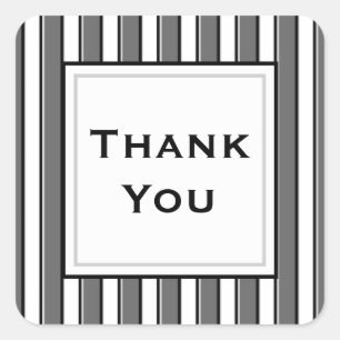 Custom Thank You Gray Black Stripes Sticker
