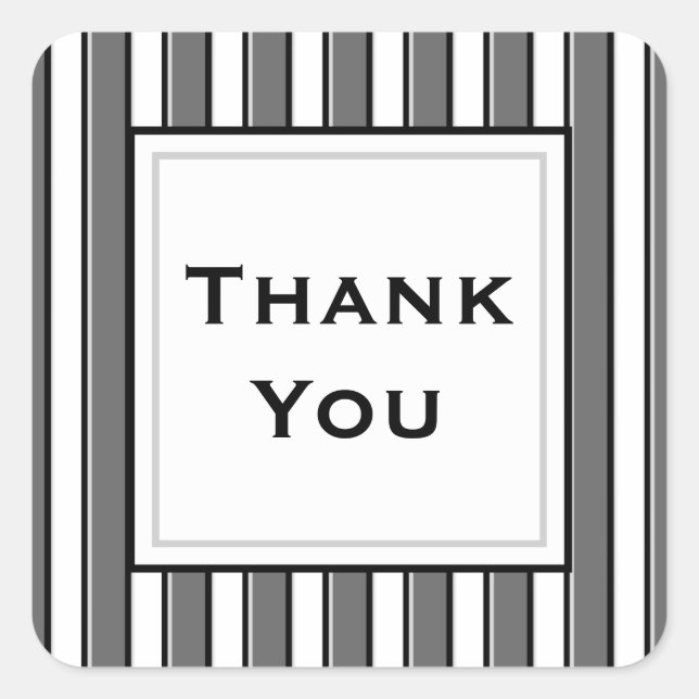 Custom Thank You Gray Black Stripes Sticker (Front)