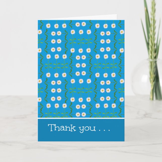 Custom Thank You Greeting Card: Daisies Pattern (Front)