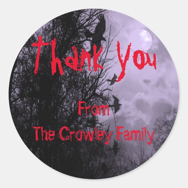 Custom Thank You Halloween Ravens Sticker (Front)