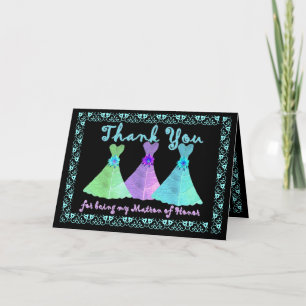 CUSTOM - THANK YOU Matron of Honor with Dresses Card