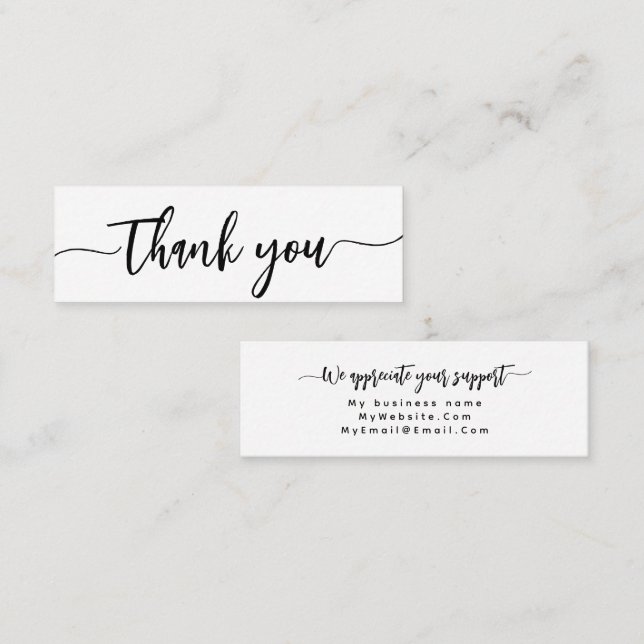 Custom Thank You Minimalist Modern Elegant Script Mini Business Card (Front/Back)