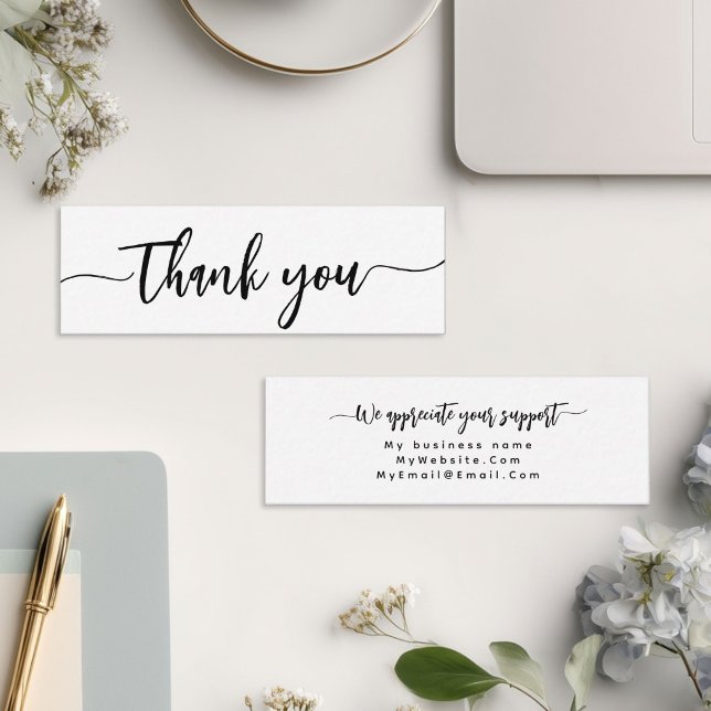 Custom Thank You Minimalist Modern Elegant Script Mini Business Card (Creator Uploaded)