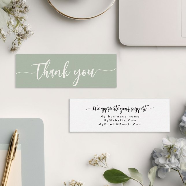 Custom Thank You Minimalist Modern Elegant Script Mini Business Card (Creator Uploaded)