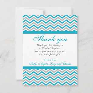 CUSTOM THANK YOU NOTE sweet chevron aqua gray Card