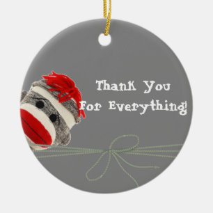 CUSTOM Thank You Ornament Gift Sock Monkey
