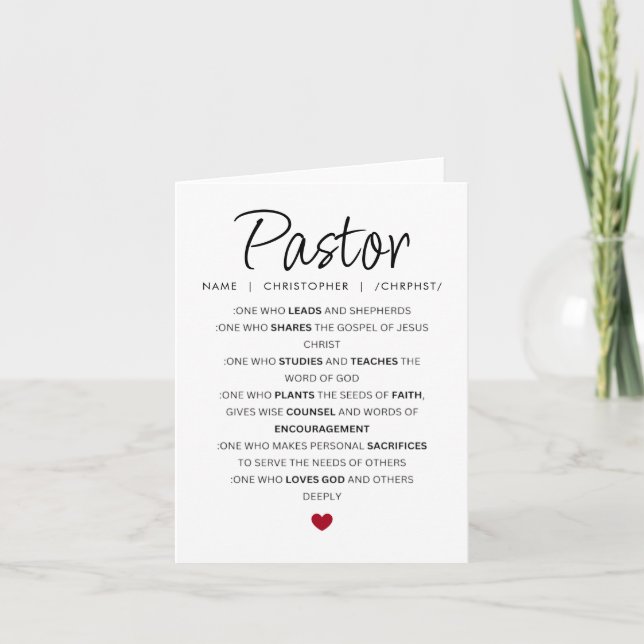 Custom Thank You Pastor Greeting Card (Front)