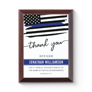 Custom Thank You Police Officer Retirement Gift Award Plaque