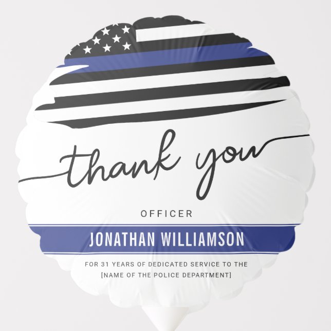 Custom Thank You Police Officer Retirement Gift Balloon (Front)
