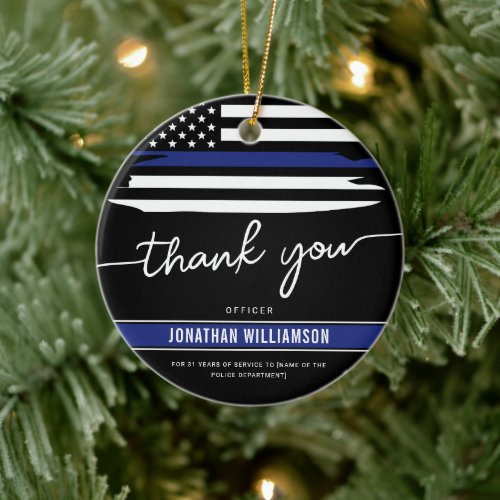 Custom Thank You Police Officer Retirement Gift Ceramic Ornament