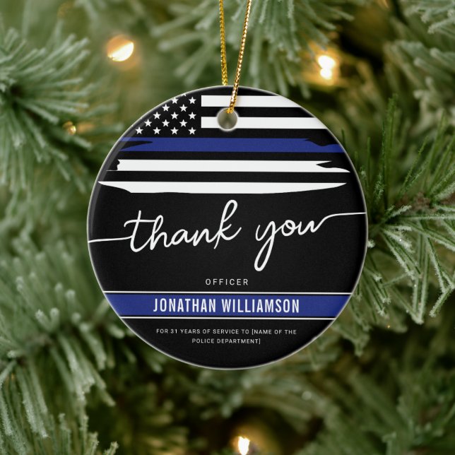 Custom Thank You Police Officer Retirement Gift Ceramic Ornament (Tree)