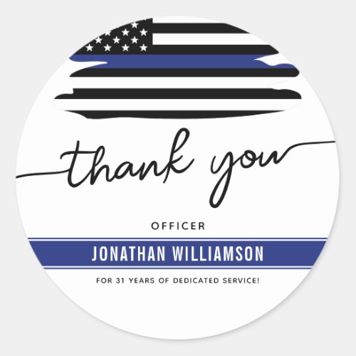 Custom Thank You Police Officer Retirement Gift Classic Round Sticker