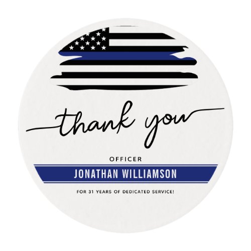 Custom Thank You Police Officer Retirement Gift Edible Frosting Rounds