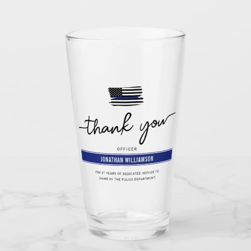 Custom Thank You Police Officer Retirement Gift Glass