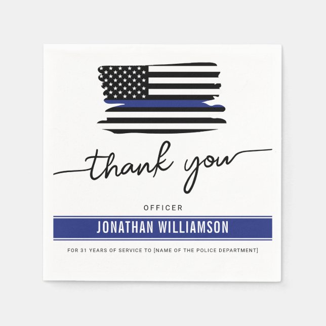 Custom Thank You Police Officer Retirement Gift Napkins (Front)