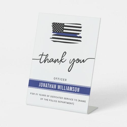 Custom Thank You Police Officer Retirement Gift Pedestal Sign