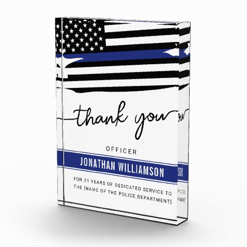 Custom Thank You Police Officer Retirement Gift Photo Block