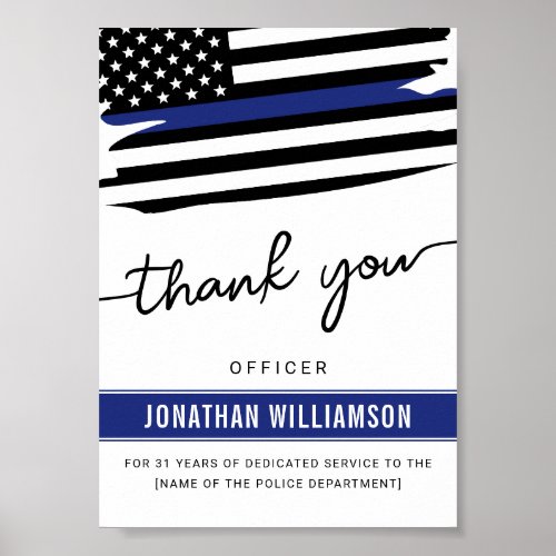 Custom Thank You Police Officer Retirement Gift Poster