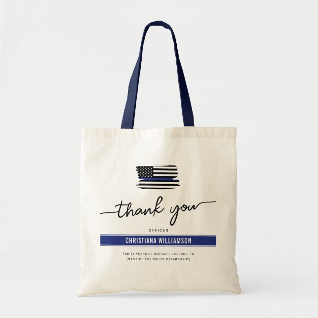 Custom Thank You Police Officer Retirement Gift Tote Bag (Front)