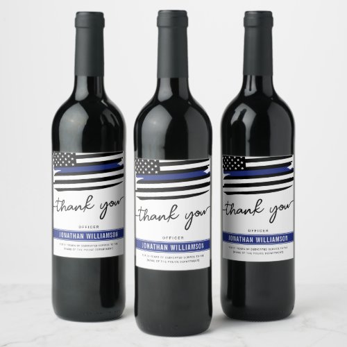 Custom Thank You Police Officer Retirement Gift Wine Label