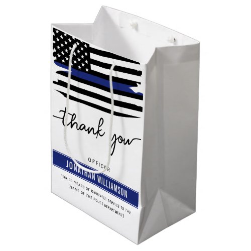 Custom Thank You Police Officer Retirement Medium Gift Bag