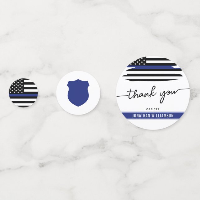 Custom Thank You Police Officer Retirement Party Confetti (Fronts)