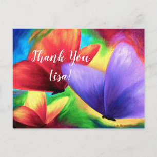 Custom Thank You Postcard Colorful Butterflies Art