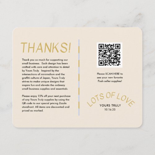 Custom thank you promo insert with QR code
