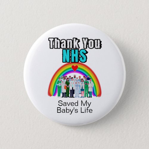 Custom Thank You Rainbow NHS Workers Button