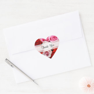 Custom "Thank You" Roses Heart Stickers