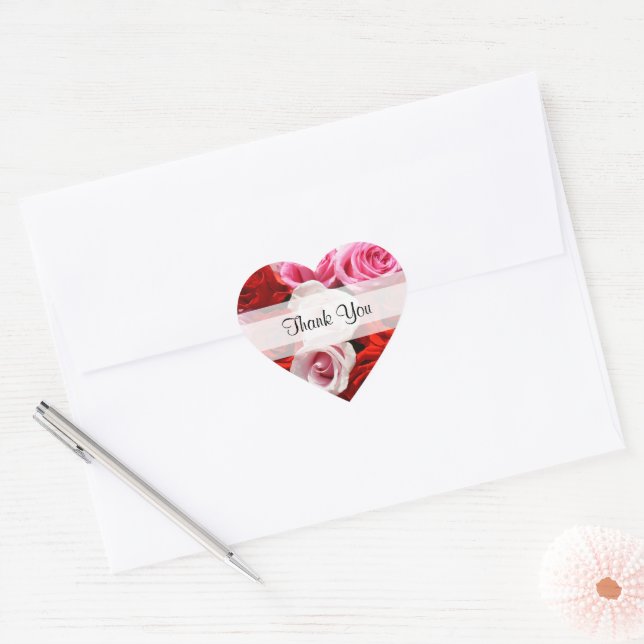 Custom "Thank You" Roses Heart Stickers (Envelope)