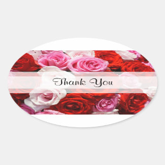 Custom "Thank You" Roses Oval Stickers